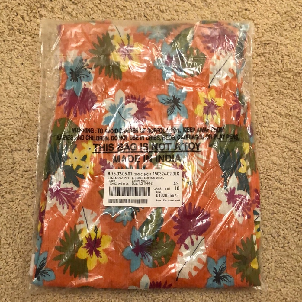 Brand new with tags and packaging crinkle cotton floral dress size L